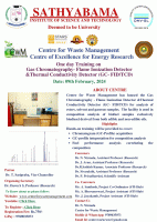 One day Training on Gas Chromatography- Flame Ionization Detector &Thermal Conductivity Detector (GC- FID/TCD) 2024 Training Poster
